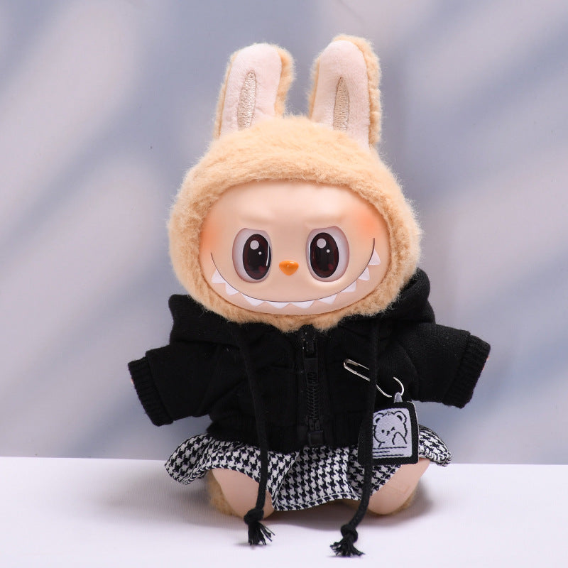 Handmade Labubu set can be paired with Labubu V1 Macaron and V2 seats Hooded hoodie cover skirt cover outer coat and vinyl LABUBU baby outfit (excluding dolls)