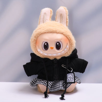 Handmade Labubu set can be paired with Labubu V1 Macaron and V2 seats Hooded hoodie cover skirt cover outer coat and vinyl LABUBU baby outfit (excluding dolls)