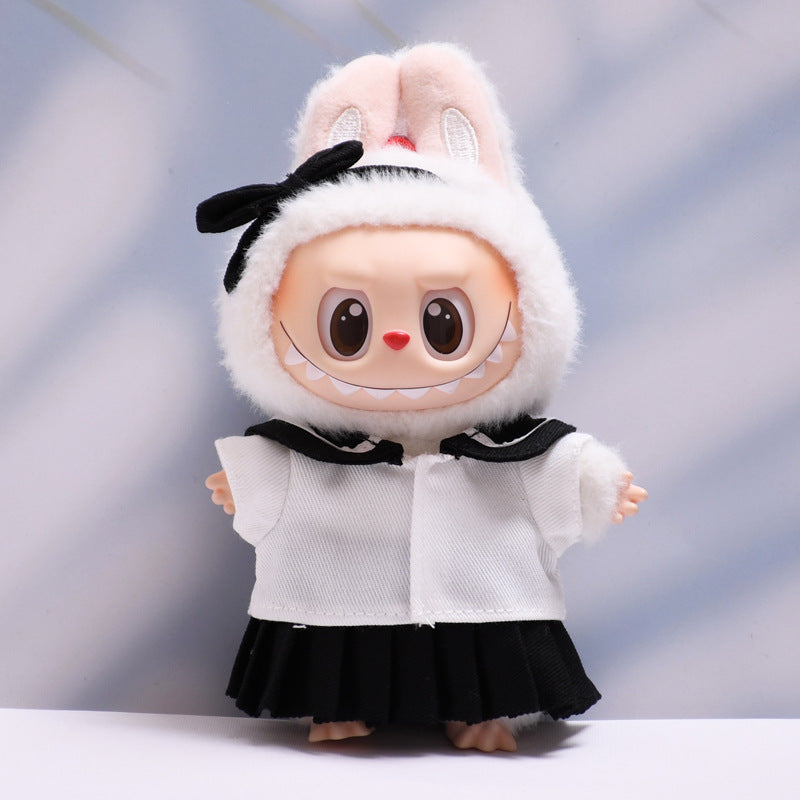 Handmade Labubu set can be paired with Labubu V1 Macaron and V2 seats black sailor JK skirt set Labubu doll outfit (excluding dolls)