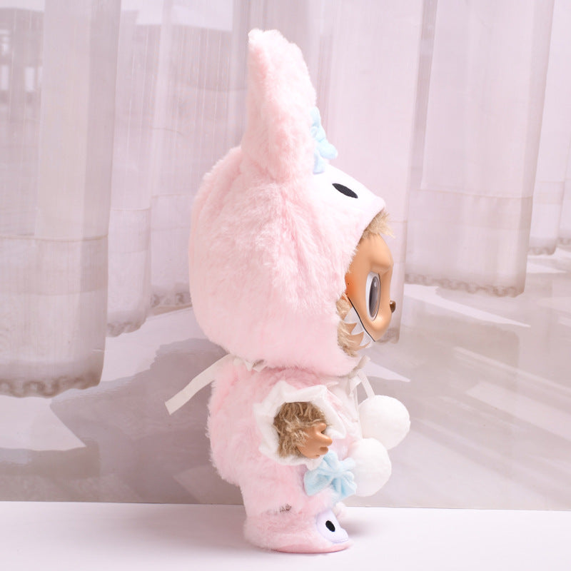 Handmade Labubu set can be paired with Labubu V1 Macaron and V2 seats with a 38cm stretch cloth for changing clothes Meileti jumpsuit set LABUBU for changing into plush baby clothes (excluding dolls)