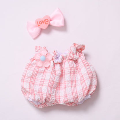Handmade Labubu set can be paired with Labubu V1 Macaron and V2 seats pink fluffy floral overalls set Labubu doll outfit (excluding dolls)