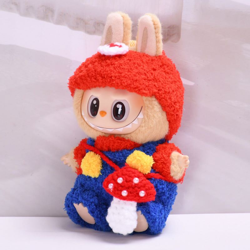 Handmade Labubu set can be paired with Labubu V1 Macaron and V2 seats with knitted plush Mario Labubu cute baby clothes (excluding dolls)