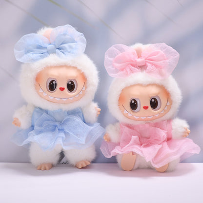 Handmade Labubu set can be paired with Labubu V1 Macaron and V2 seats with bow dresses and cute baby clothes made of canvas (excluding dolls)