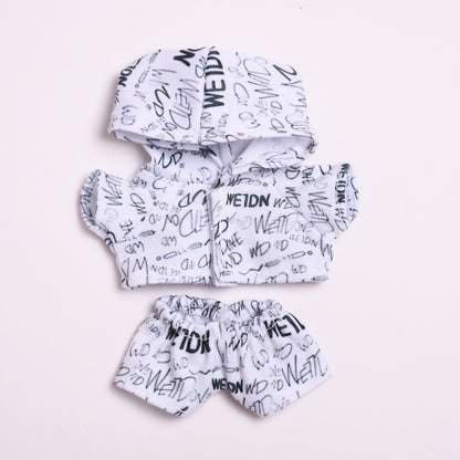 Handmade Labubu set can be paired with Labubu V1 Macaron and V2 seats 17cm canvas pendant clothes trendy and cool letter hooded suit set blind box LABUBU changing clothes (excluding dolls)