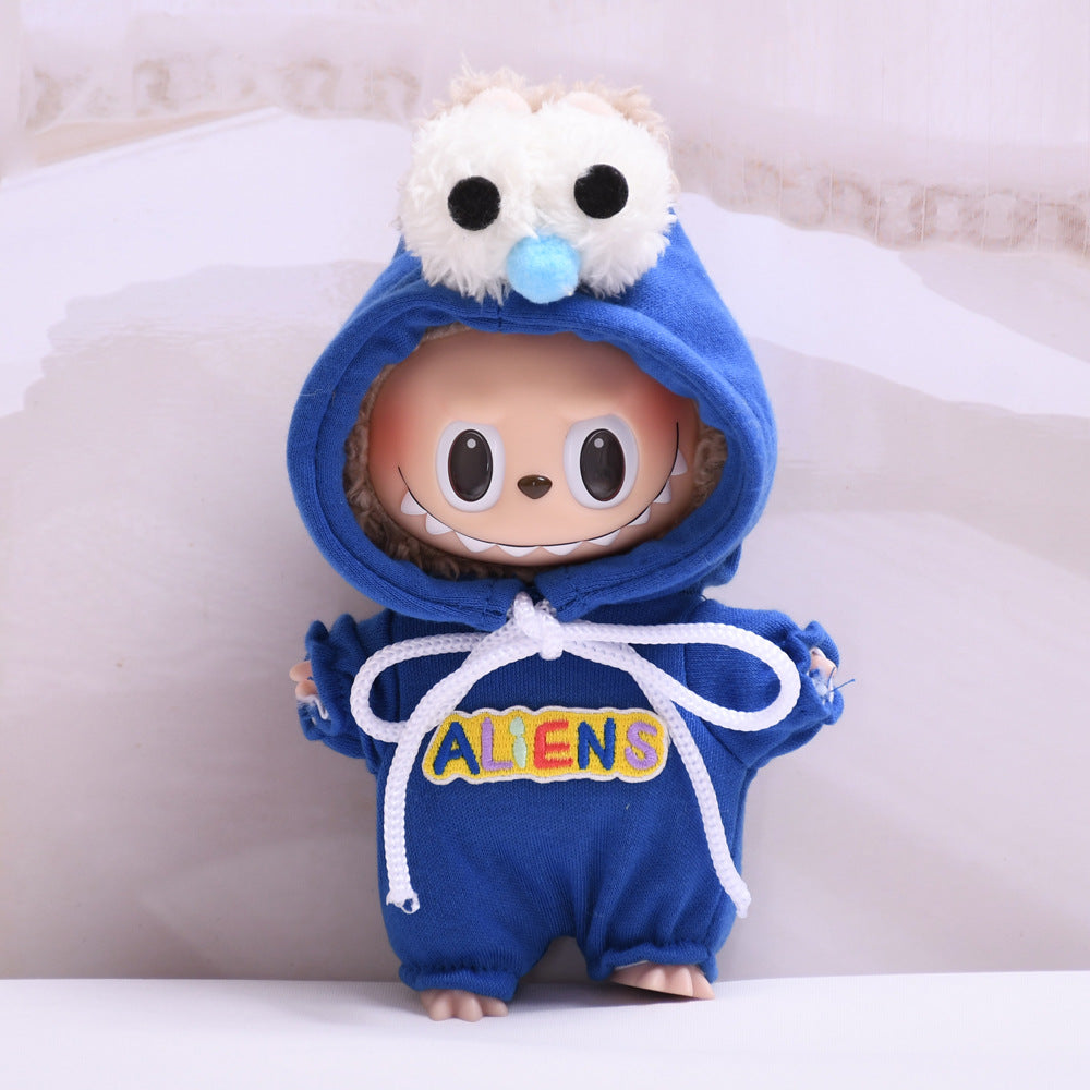 Handmade Labubu set can be paired with Labubu V1 Macaron and V2 seats blind box 17cm canvas pendant clothes big eyed monster jumpsuit as a substitute for vinyl Labubu baby clothes (excluding dolls)