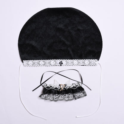 Handmade Labubu set can be paired with Labubu V1 Macaron and V2 seats with canvas pendants for Gothic girls' skirts and vinyl Labubu doll clothes (excluding dolls)