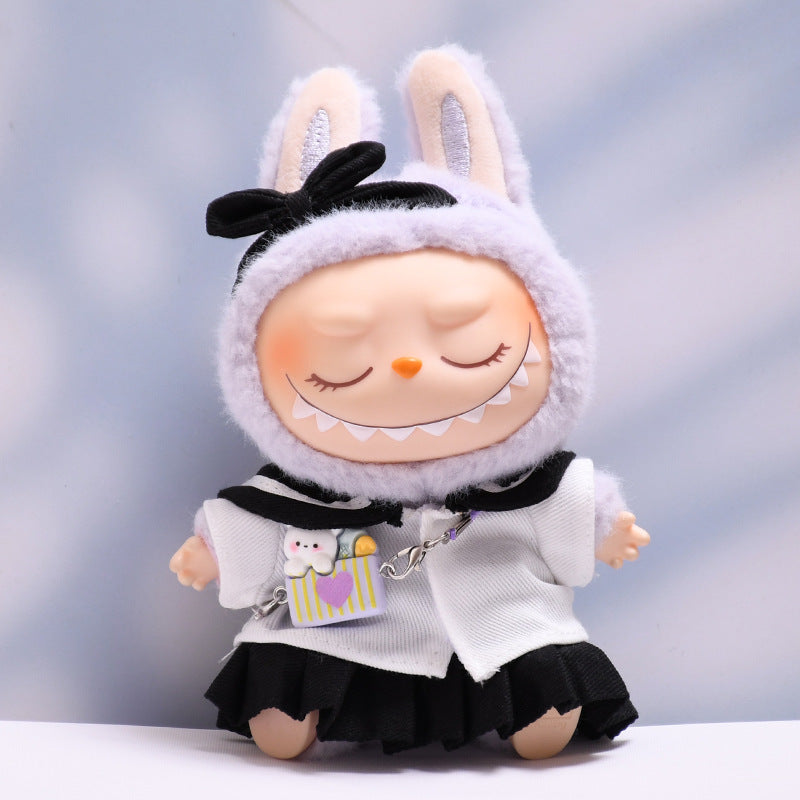 Handmade Labubu set can be paired with Labubu V1 Macaron and V2 seats black sailor JK skirt set Labubu doll outfit (excluding dolls)