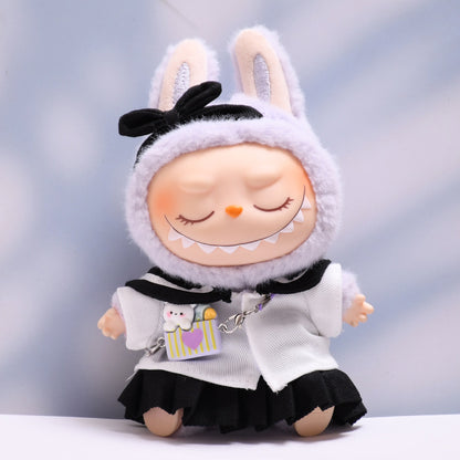 Handmade Labubu set can be paired with Labubu V1 Macaron and V2 seats black sailor JK skirt set Labubu doll outfit (excluding dolls)