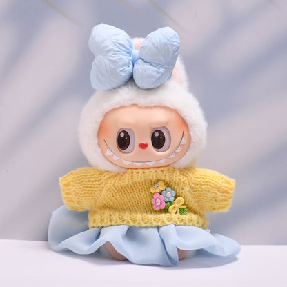 Handmade Labubu set can be paired with Labubu V1 Macaron and V2 seats featuring small floral sweaters gauze skirts bows and Labubu doll outfits (excluding dolls)