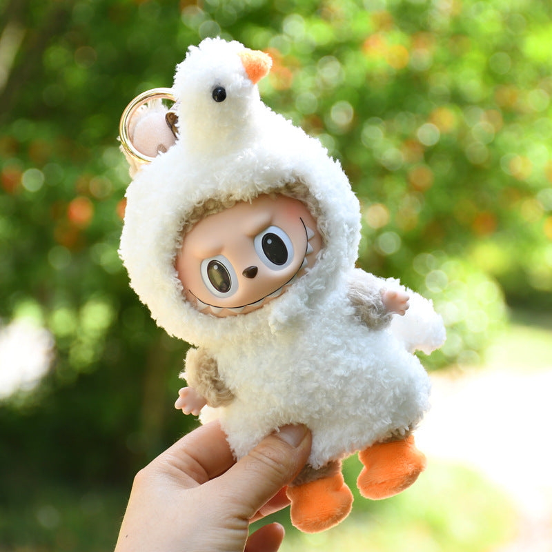 Handmade Labubu Outfit 17cm Pendant Pulley Cloth Clothes Internet Red White Swan jumpsuit Vinyl Labubu Baby Clothes (not including dolls)