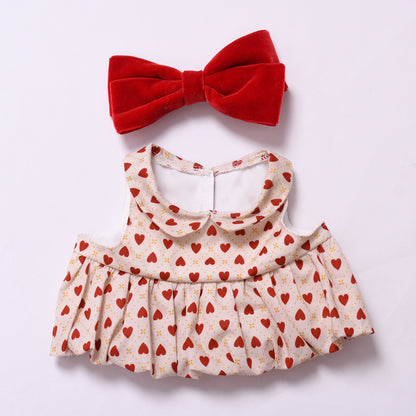 Handmade Labubu set can be paired with Labubu V1 Macaron and V2 seat 38cm canvas to change clothes into a butterfly love skirt set for children (excluding dolls)