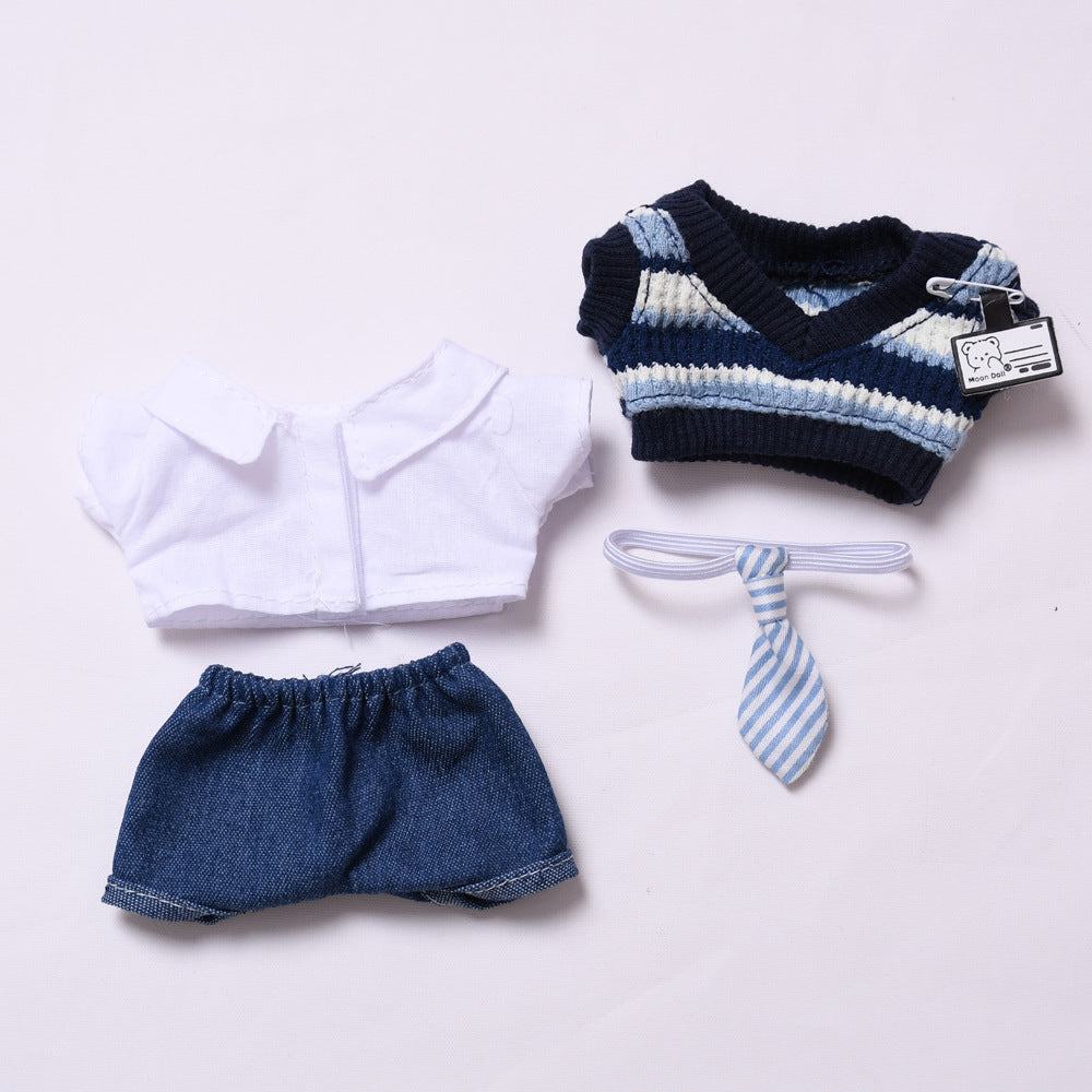 Handmade Labubu set can be paired with Labubu V1 Macaron and V2 seat accessories blue cool student uniform set Labubu doll outfit (excluding dolls)