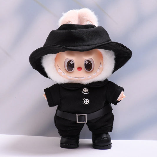 Handmade Labubu set can be paired with Labubu V1 Macaron and V2 seats black workwear jumpsuit labubu dressing change baby clothing change (excluding dolls)