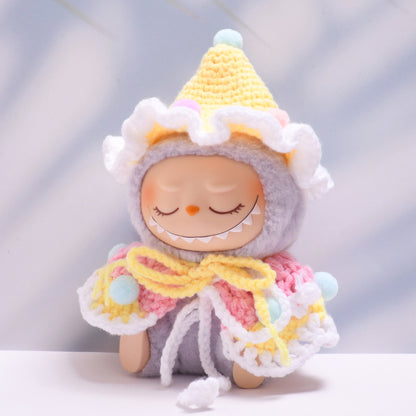 Handmade Labubu set can be paired with Labubu V1 Macaron and V2 seats colored ball yarn sweater shawl set Labubu baby clothing replacement (excluding dolls)