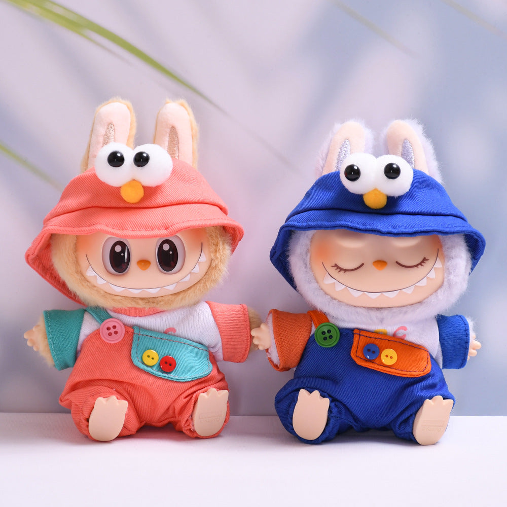 Handmade Labubu Outfit First and Second Generation Labubu Cloth Pendant Big Eyes Sesame Bird Strap Pants Set Vinyl Labubu Baby Clothes (not including dolls)