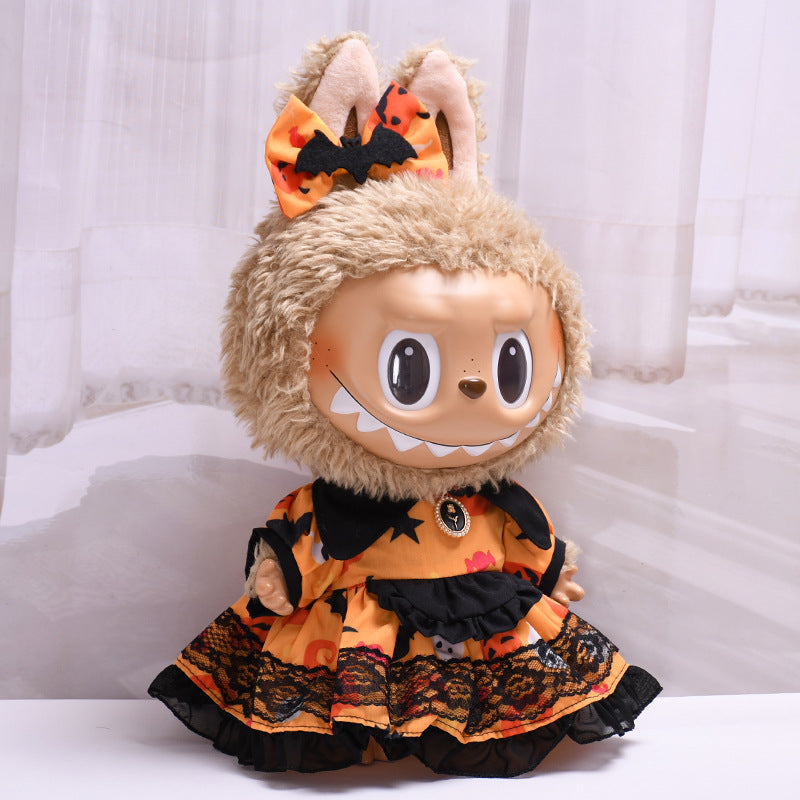 Handmade Labubu set can be paired with Labubu V1 Macaron and V2 seats with 38cm vinyl cloth as a substitute for Halloween dresses and Labubu cute baby clothes (excluding dolls)