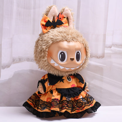 Handmade Labubu set can be paired with Labubu V1 Macaron and V2 seats with 38cm vinyl cloth as a substitute for Halloween dresses and Labubu cute baby clothes (excluding dolls)