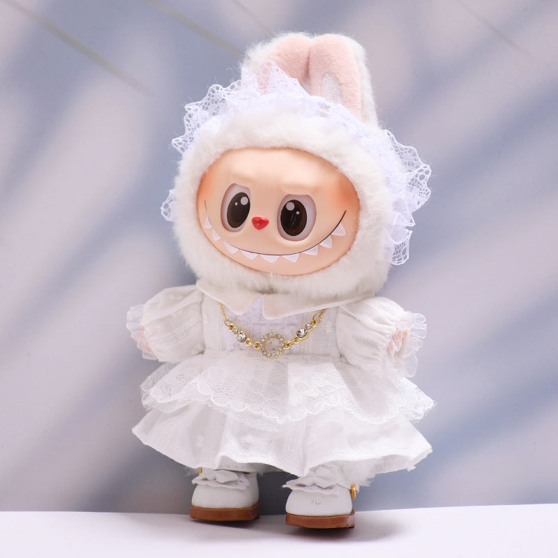 Handmade Labubu set can be paired with Labubu V1 Macaron and V2 seats with white lace dress set and Labubu doll outfit (excluding dolls)