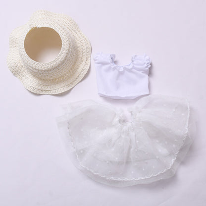 Handmade Labubu set can be paired with Labubu V1 Macaron and V2 seats straw hat wedding dress lace set Labubu doll outfit (excluding dolls)