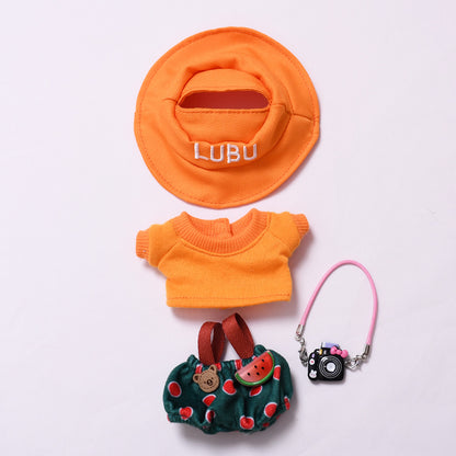 Handmade Labubu set can be paired with Labubu V1 Macaron and V2 seat yellow hat watermelon overalls+black camera Labubu doll outfit (excluding dolls)