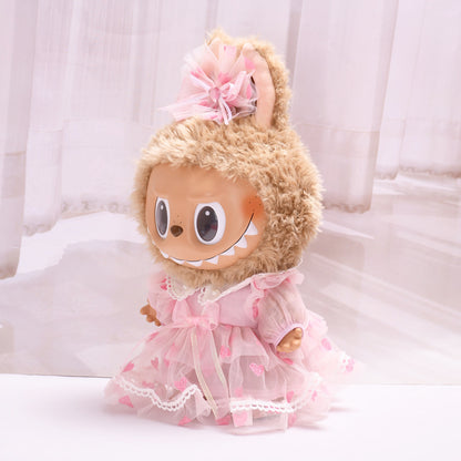 Handmade Labubu set can be paired with Labubu V1 Macaron and V2 seats 38cm plush plush cloth doll clothes pink princess dress labubu with replacement doll clothes (excluding dolls)