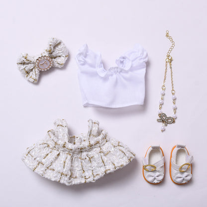 Handmade Labubu set can be paired with Labubu V1 Macaron and V2 seats with a small fragrant skirt bow set and white princess shoes (excluding dolls)