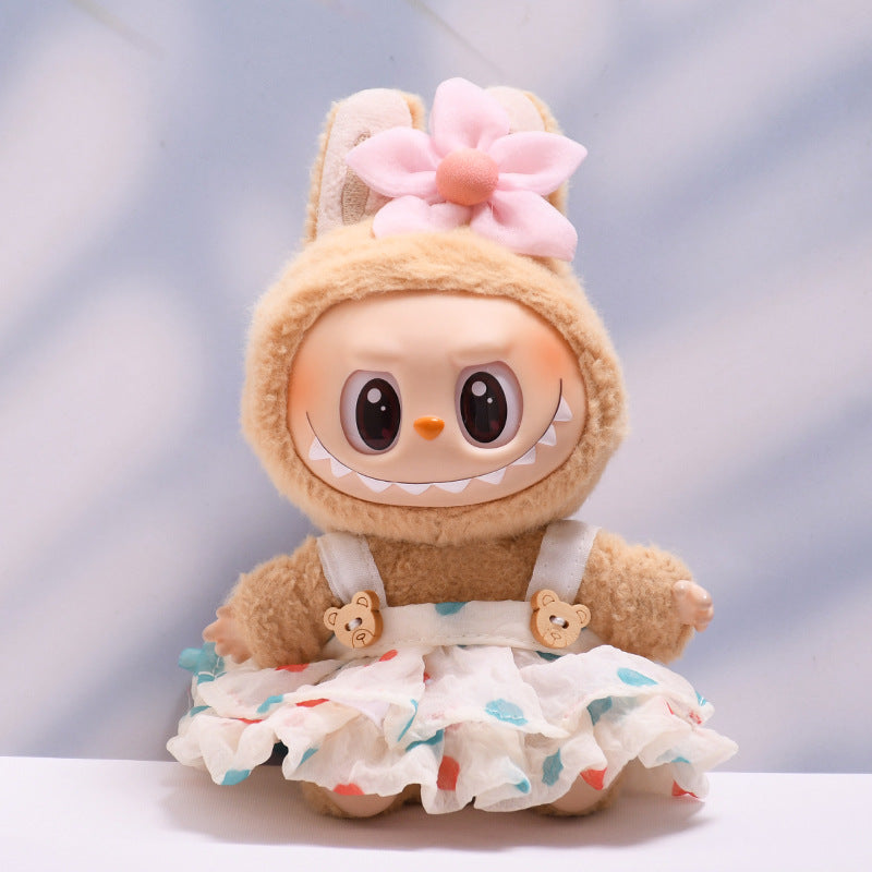 Handmade Labubu set can be paired with Labubu V1 Macaron and V2 seats and can be paired with a fluffy gauze skirt set and a lace up cloth for children's clothing (excluding dolls)