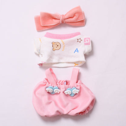 Handmade Labubu set can be paired with Labubu V1 Macaron and V2 seats with heart-shaped cloud shoulder pants set and Labubu doll clothing replacement (excluding dolls)