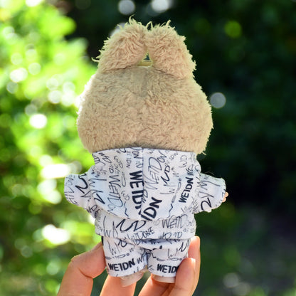 Handmade Labubu set can be paired with Labubu V1 Macaron and V2 seats 17cm canvas pendant clothes trendy and cool letter hooded suit set blind box LABUBU changing clothes (excluding dolls)