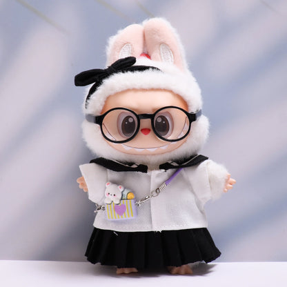 Handmade Labubu set can be paired with Labubu V1 Macaron and V2 seats black sailor JK skirt set Labubu doll outfit (excluding dolls)