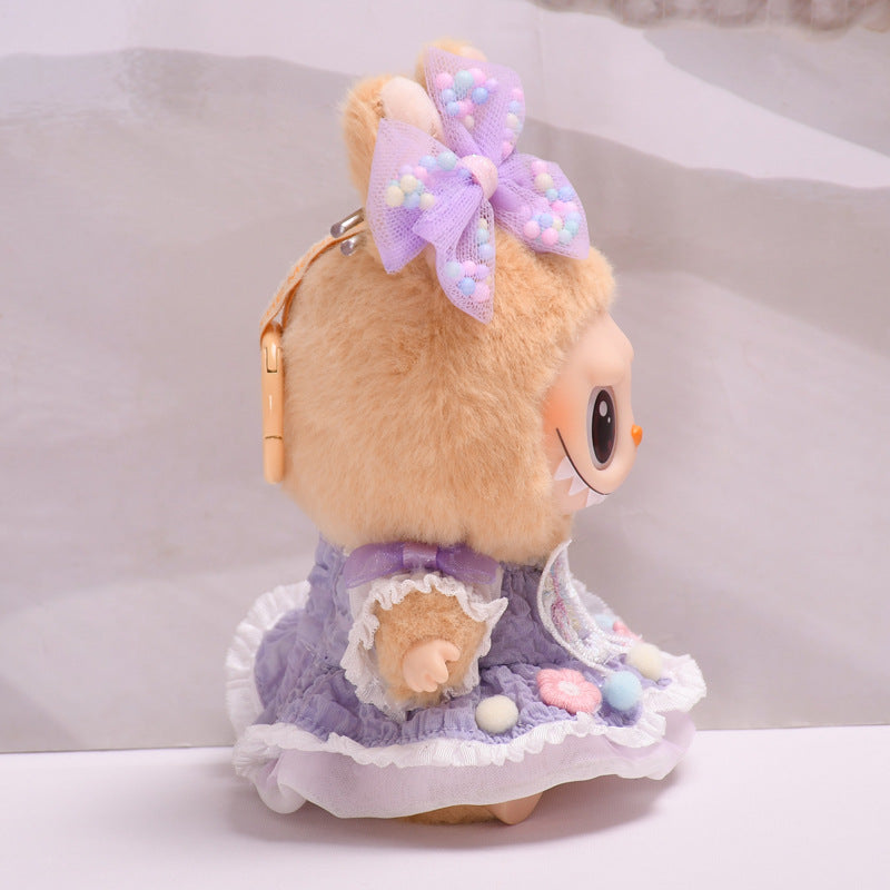 Handmade Labubu set can be paired with Labubu V1 Macaron and V2 seats with blind box pendants for parties Labubu clothes include purple bow dresses Labubu doll dresses (excluding dolls)