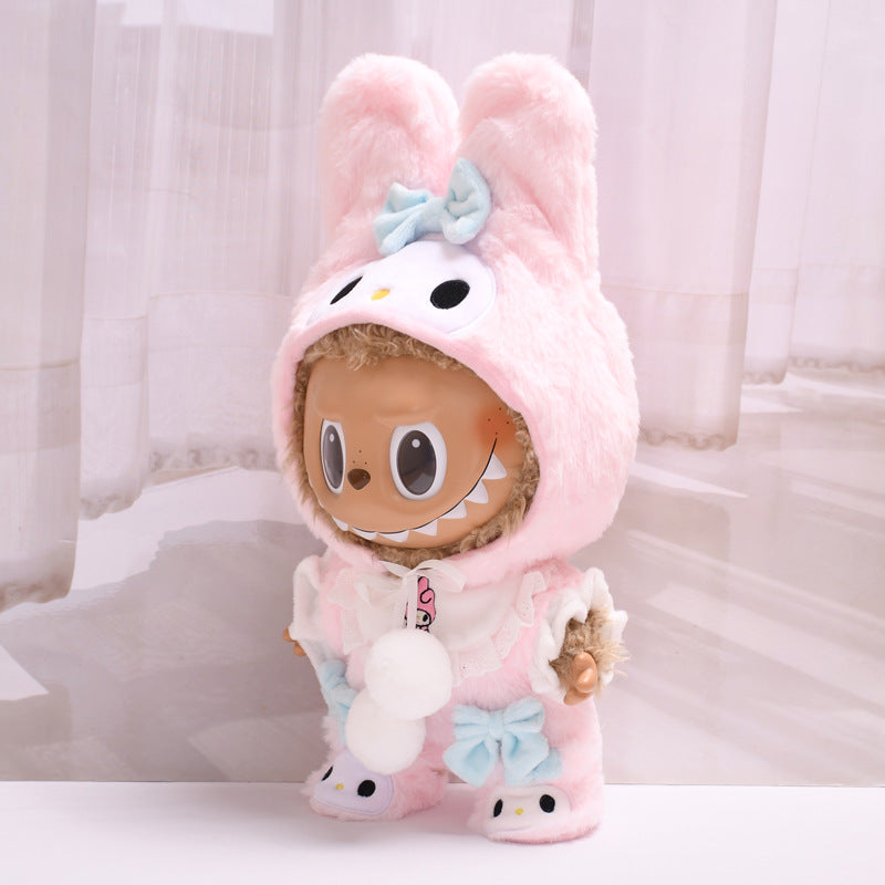 Handmade Labubu set can be paired with Labubu V1 Macaron and V2 seats with a 38cm stretch cloth for changing clothes Meileti jumpsuit set LABUBU for changing into plush baby clothes (excluding dolls)