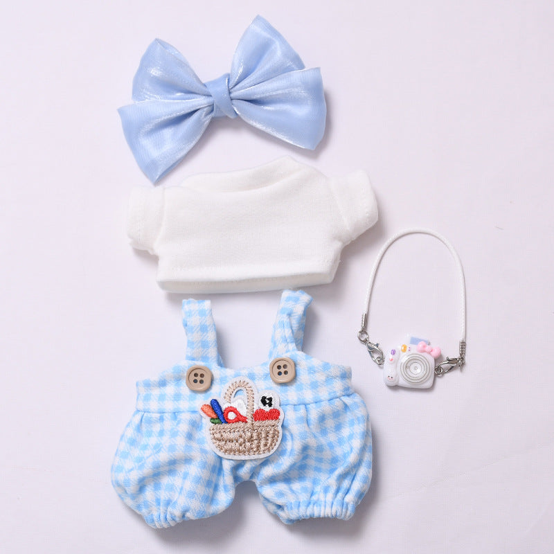 Handmade Labubu Outfit first second and third generation pendants Labubu clothes checkered overalls bow cameras Labubu dolls clothing accessories (not including dolls)