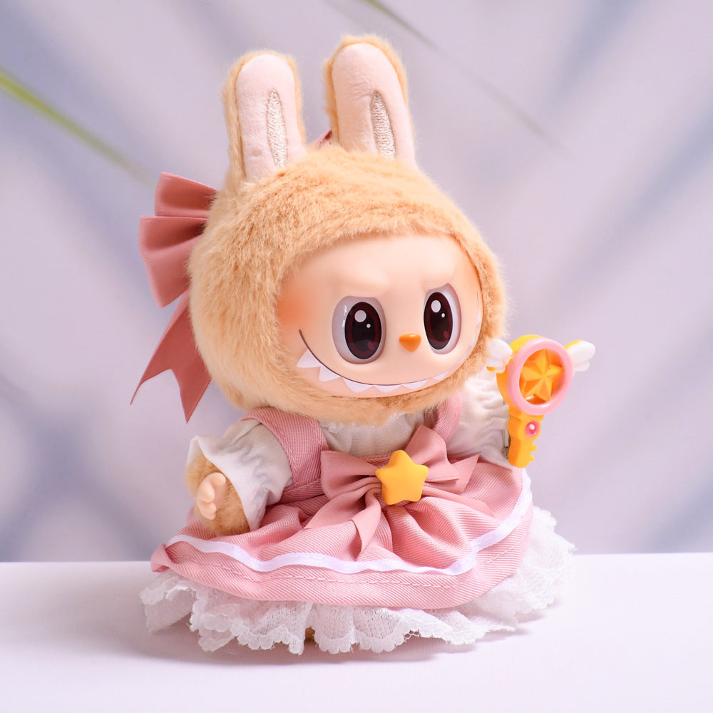 Handmade Labubu Outfit Second Generation Blind Box Pendant Sitting Party Labubu Clothes Magic Sakura Skirt Labubu Baby Clothes (not including dolls)