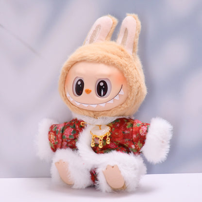 Handmade Labubu set can be paired with Labubu V1 Macaron and V2 seat hangers Labubu cloth clothes large flower cotton jacket set Labubu clothing for children (excluding dolls)