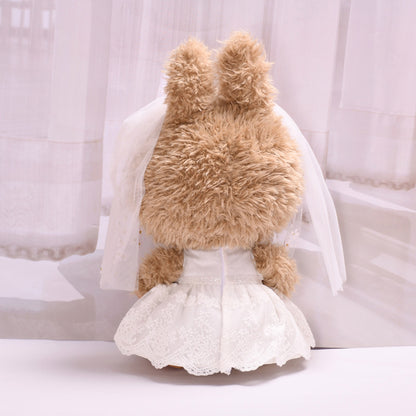 Handmade Labubu Outfit 38cm Labubu Cloth Dress White Crown Wedding Dress Set Large LABUBU Wedding Baby Dress (not including dolls)