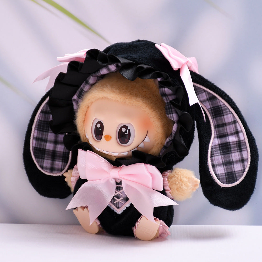 Handmade Labubu set can be paired with Labubu V1 Macaron and V2 seats blind box Labubu pendant clothes rabbit ear hooded clothes Labubu doll clothes cute (excluding dolls)