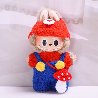 Handmade Labubu set can be paired with Labubu V1 Macaron and V2 seats with knitted plush Mario Labubu cute baby clothes (excluding dolls)