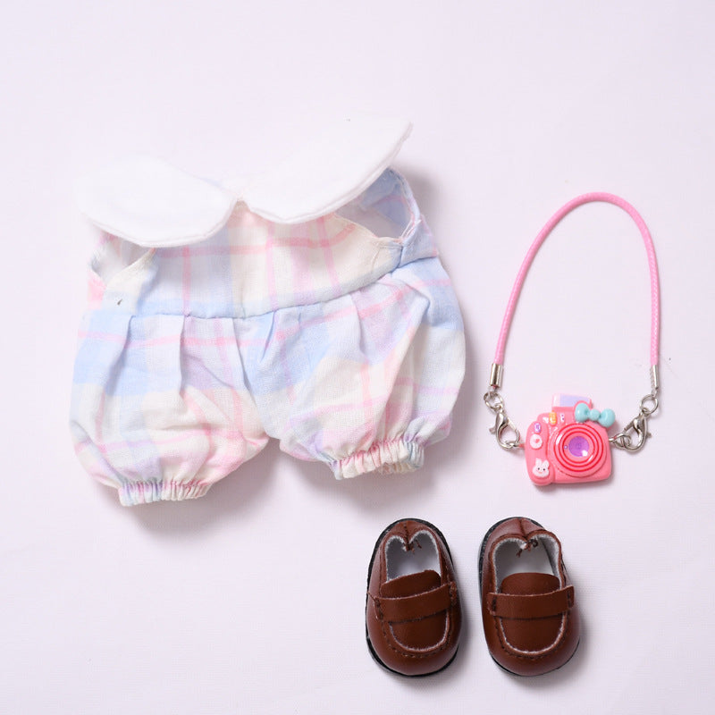 Handmade Labubu set can be paired with Labubu V1 Macaron and V2 seats with candy colored overalls and brown leather shoes as a replacement for Labubu dolls (excluding dolls)