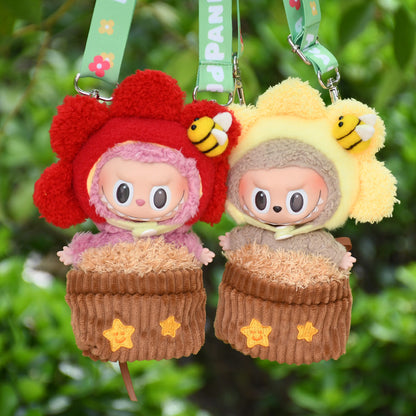 Handmade Labubu set can be paired with Labubu V1 Macaron and V2 seat blind box 17cm pendant canvas clothes sun flowerpot child planting clothes LABUBU cute replacement (excluding dolls)