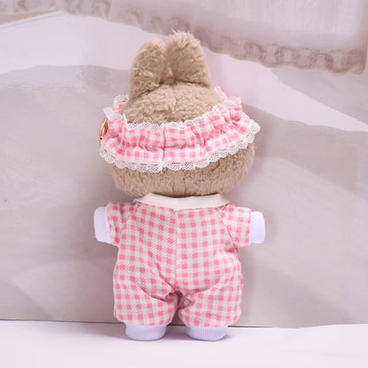 Handmade Labubu set can be paired with Labubu V1 Macaron and V2 seats Checkered pajama set climbing suit 17cm Labubu doll jacket (excluding dolls)