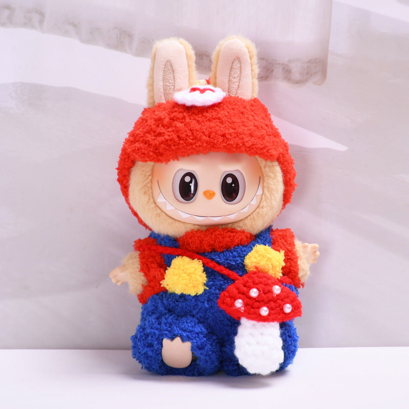 Handmade Labubu set can be paired with Labubu V1 Macaron and V2 seats with knitted plush Mario Labubu cute baby clothes (excluding dolls)