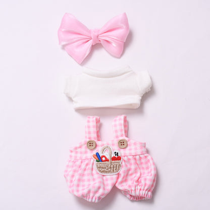 Handmade Labubu Outfit, first, second, and third generation pendants, Labubu clothes, checkered overalls, butterfly bows, Labubu dolls, clothing accessories (not including dolls)