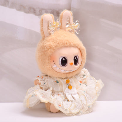 Handmade Labubu set can be paired with Labubu V1 Macaron and V2 seat gold wire dresses for parties and can be worn as a replacement dress (excluding dolls)
