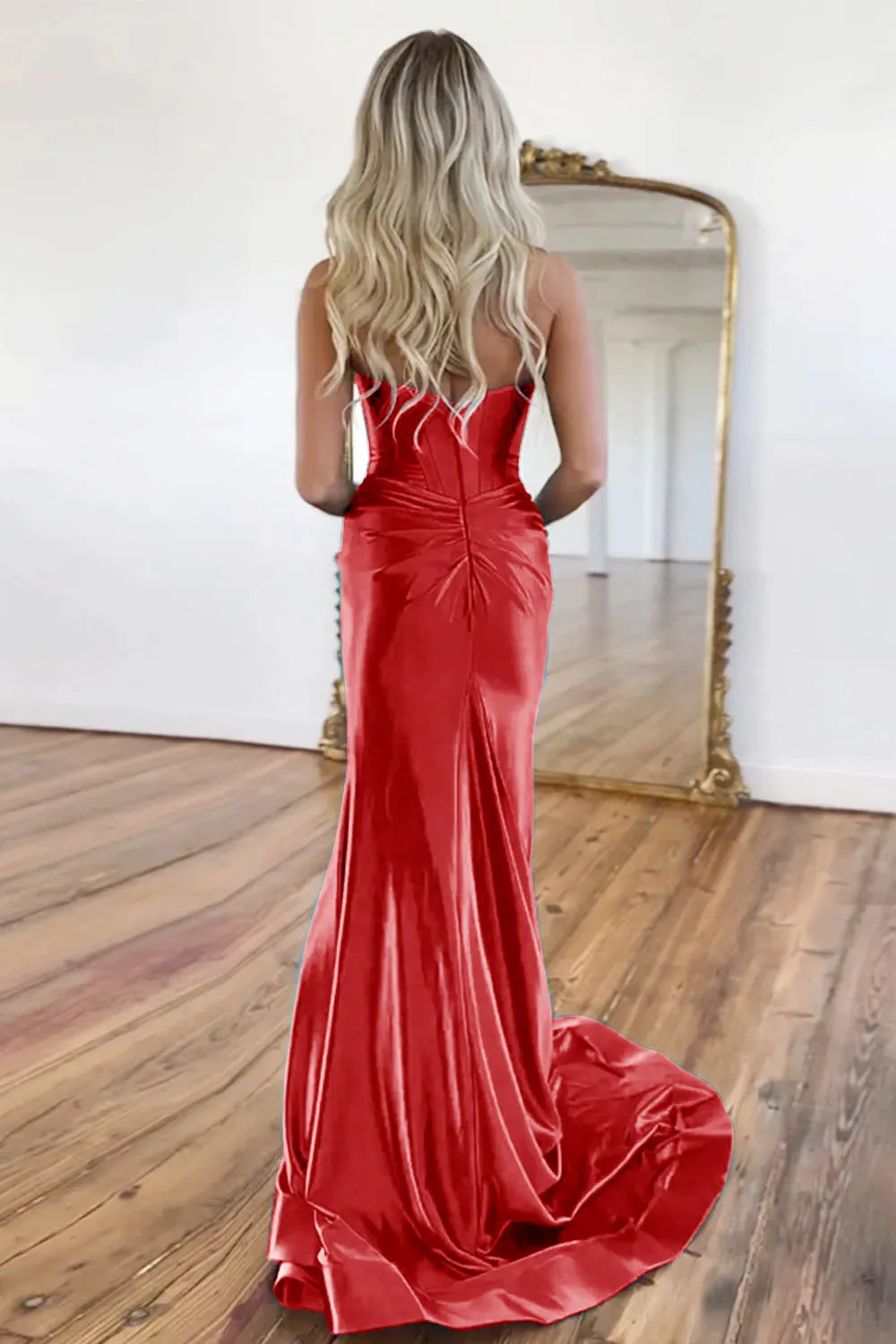 AerbaDress Mermaid Sweetheart Satin Prom Dress With Split