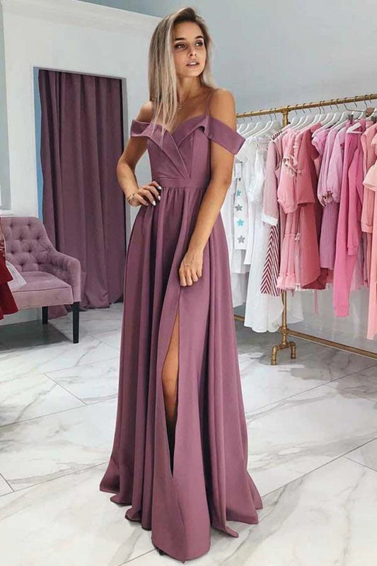 AerbaDress Elegant Prom Dresses Pretty Off The Shoulder Spaghetti Straps Long Elegant With Split