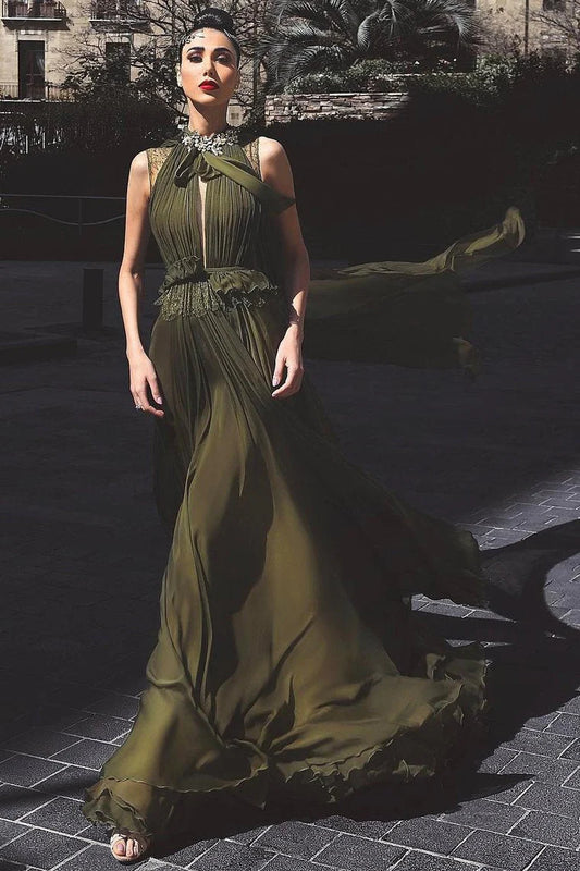 AerbaDress Prom Dresses A Line Chiffon With Beading