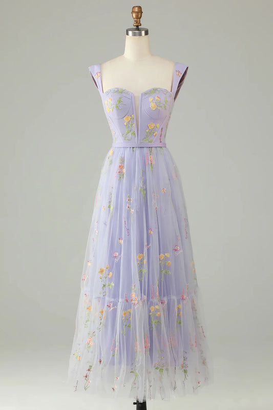 AerbaDress A Line Sweetheart Long Prom Dress with Embroidery
