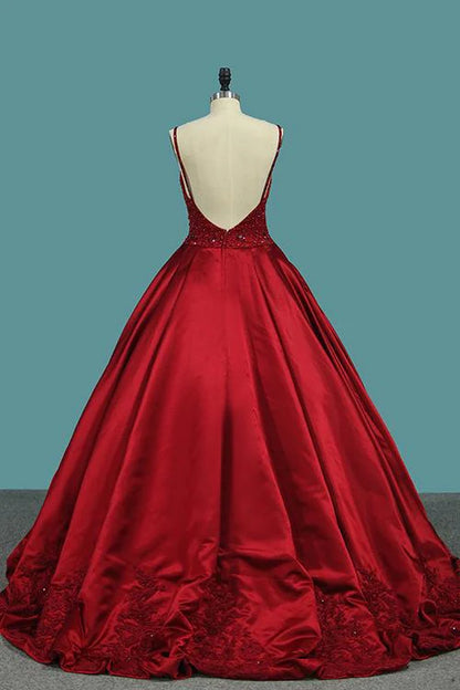 Regal Sweetheart Sleeveless Beaded Red Floor-Length Prom Dress