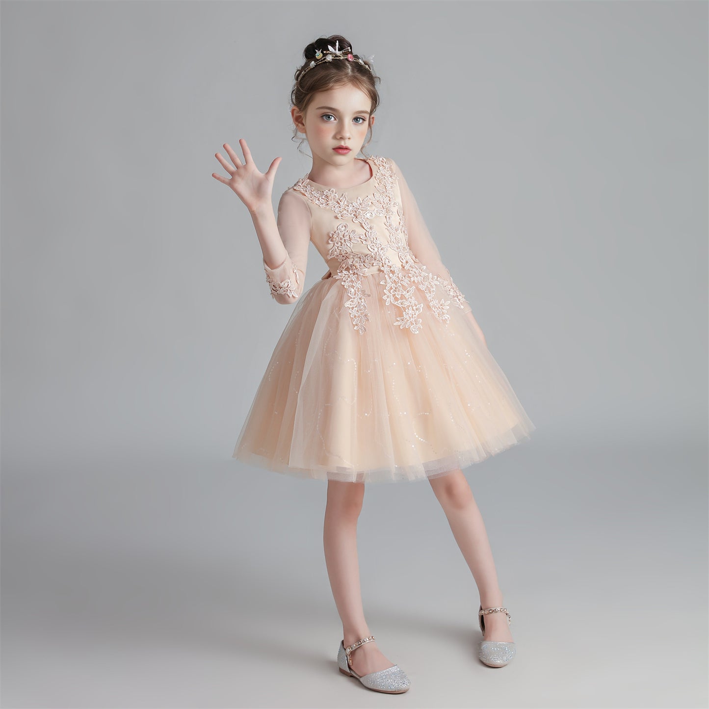 Wedding Flower Girl Dress Lace Tulle Dress Wedding Girl Ceremony Party Birthday Gown Princess Dress